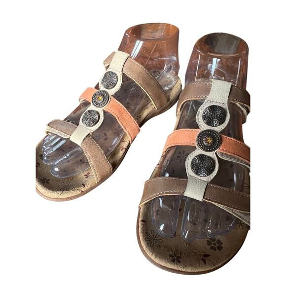 Taos Prize slide sandals, leather, 3 strap adjustable, women's size 7 - Picture 5 of 10